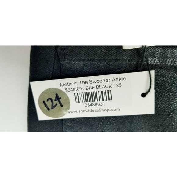 Mother 25X27 Women's Black The Swooner Ankle Wet Paint Denim Logo Tag Jeans USA - Picture 6 of 16